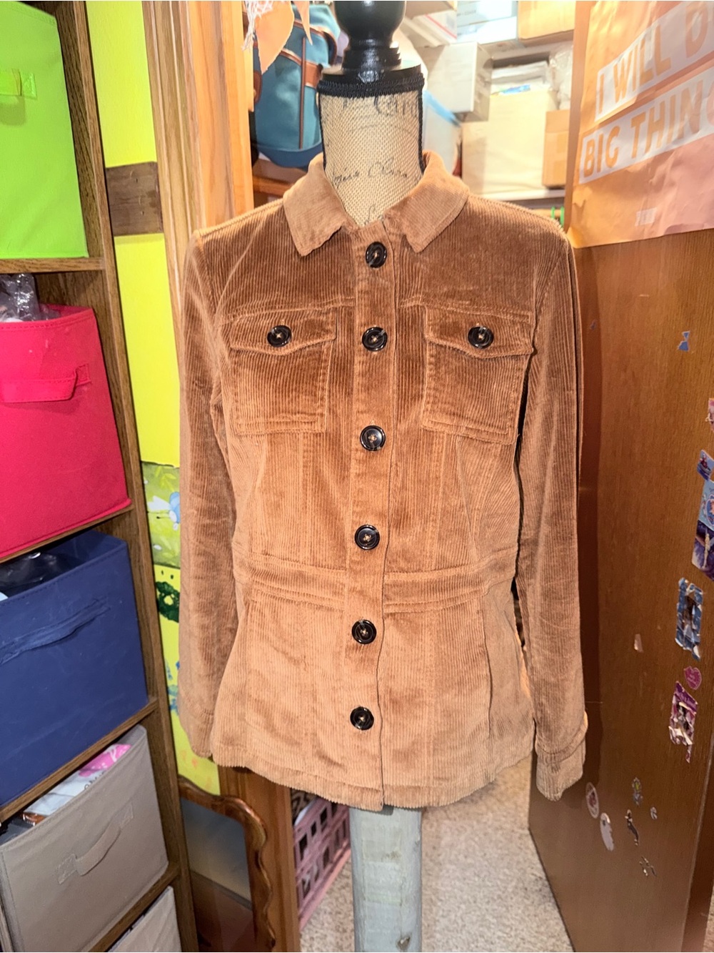 Christopher & Banks Corduroy Button-Up Jacket in Camel Brown